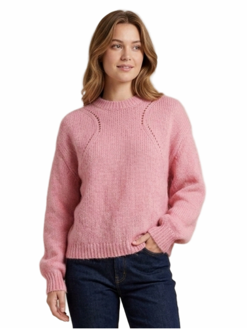 Women's MNG Crew Neck Relaxed fit Sweater Pink Size XL cozy, feminine, chic 2013